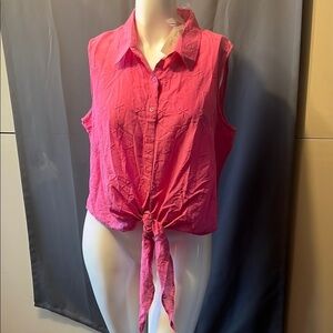 Charlie Paige Pink Button Down Shirt with Notched Collar